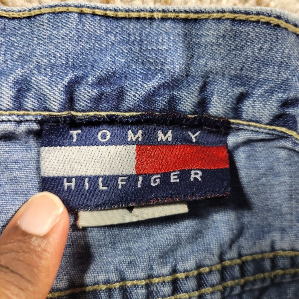 Vintage Tommy Jeans Denim Shorts Juniors 15/16 Big Flag Dark Wash Tommy Girl - Picture 4 of 8
